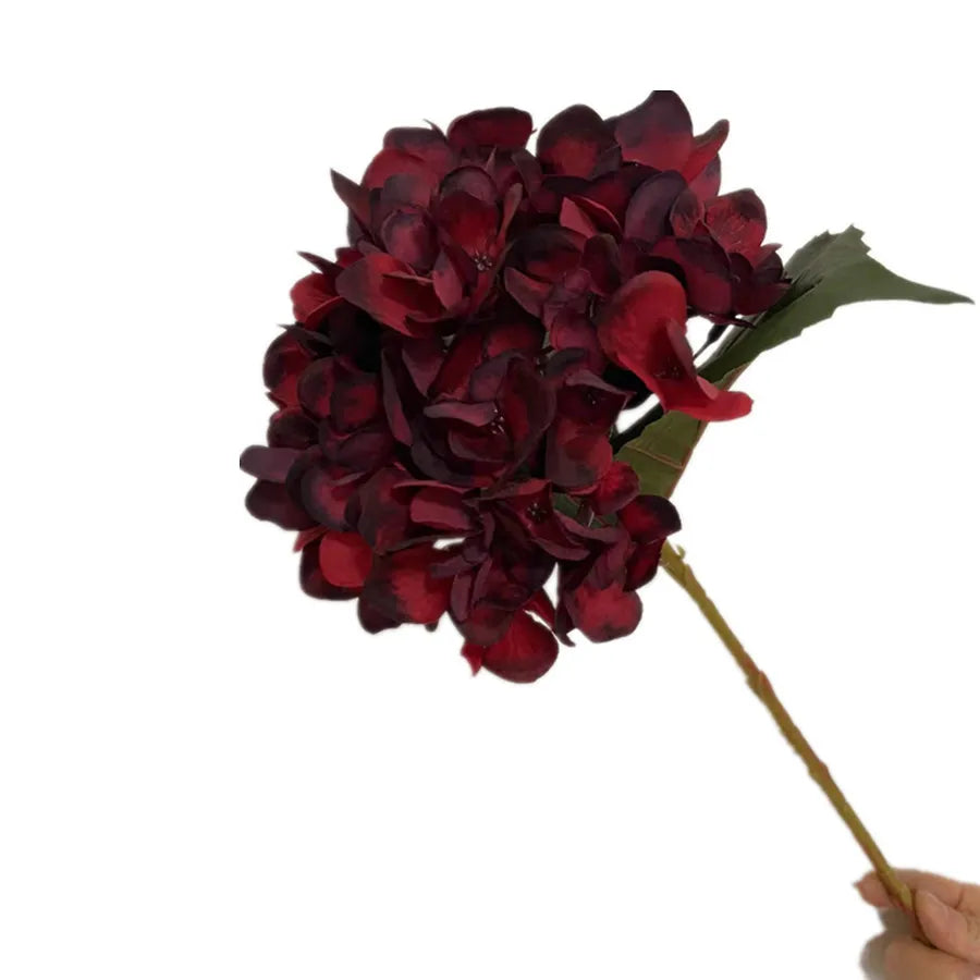 artificial hydrangea flower branch 44cm, colourful silk plastic decoration for weddings, anniversaries, home & hotel decor, indoor use, various colours available