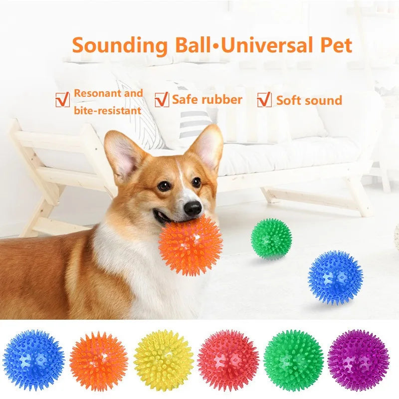 interactive sound ball for cats & dogs - durable chew toy, dental health, engaging noise, thorn texture, exercise & training aid, plastic pet toy for active playtime