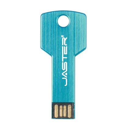 USB 2.0 Key Shape Flash Drive, Waterproof Metal Pen Drive, 4GB-64GB Memory Stick, Portable Data Storage for Business and Personal Use