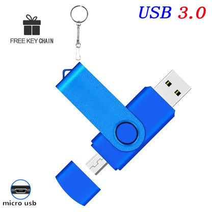 2 IN 1 OTG Pen Drive 128GB High Speed USB 3.0 Flash Drive 64GB Rotatable Memory Stick for Easy Data Storage and Transfer Key Chain USB Stick 16GB Mini U Disk