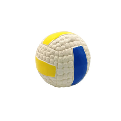 Squeaky Rubber Dog Toy Ball for Small to Large Pets - Interactive Rugby Volleyball Design, Durable Chew & Fetch Toy for Puppies & Cats, Indoor & Outdoor Fun