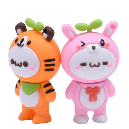 USB Flash Drive 128GB Cute Rabbit Shape, Cartoon Memory Stick 64GB, Silicone Waterproof USB 2.0, Children's Gift with Key Chain, Available in Multiple Colours