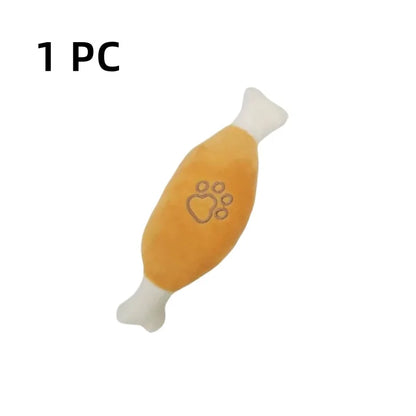 Chicken Leg Shaped Dog Plush Toy, Squeaky Fleece Chew, Interactive Puzzle Plaything for Small Puppies, Ideal for Fetch, Tug, and Travel, Engaging Pet Gift