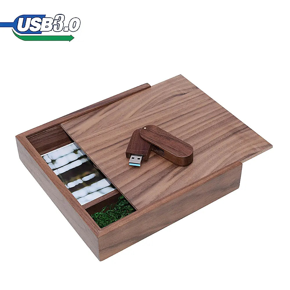 wooden usb 3.0 flash drive 128gb with box - creative photography, wedding gift, memory stick, 64gb pen drive, ideal for albums and data storage