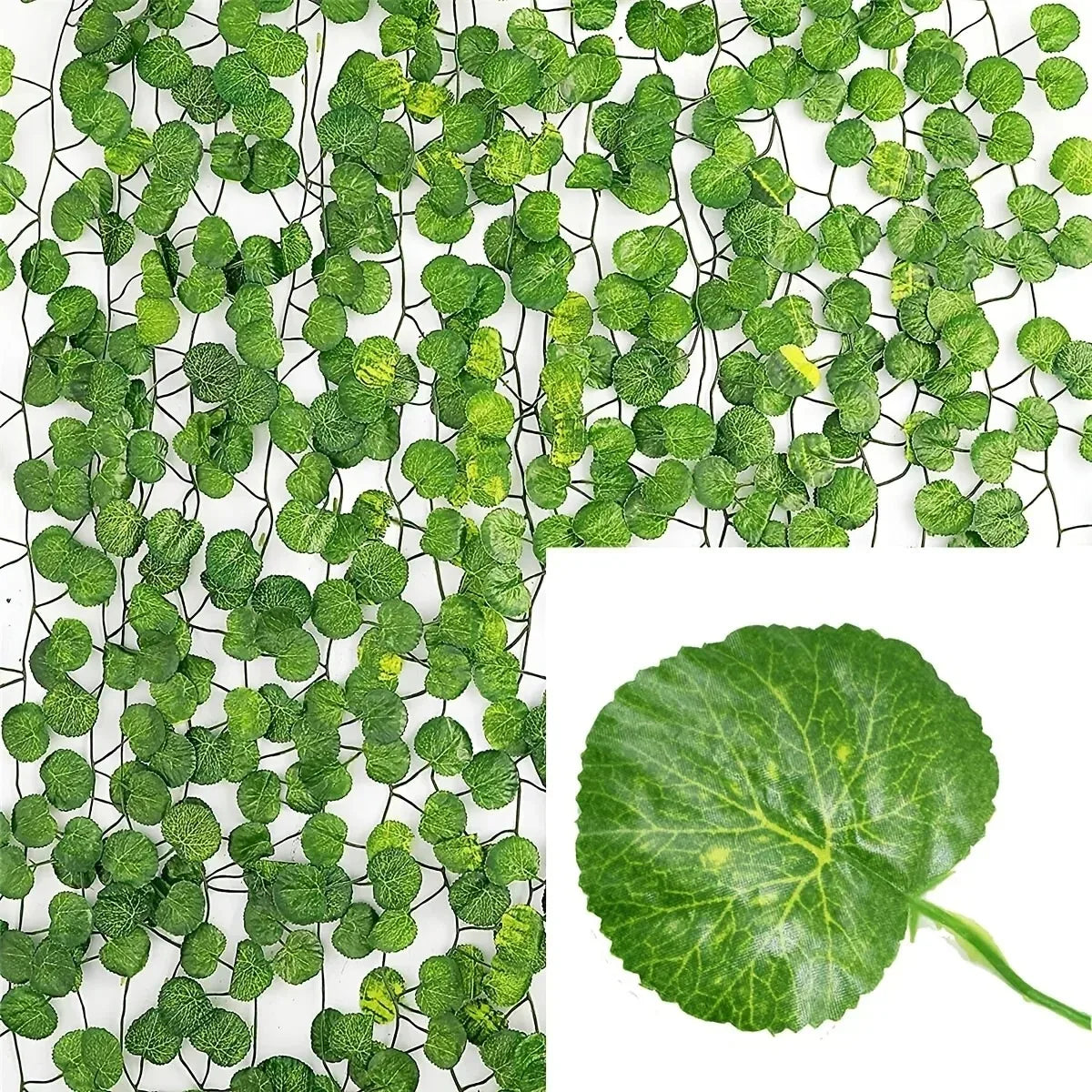 artificial green ivy garland - plastic vines for bedroom, wall decor, weddings, parties, christmas & halloween - indoor/outdoor decorative plant for home & events