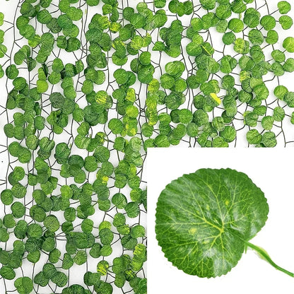 Artificial Green Ivy Garland - Plastic Vines for Bedroom, Wall Decor, Weddings, Parties, Christmas & Halloween - Indoor/Outdoor Decorative Plant for Home & Events