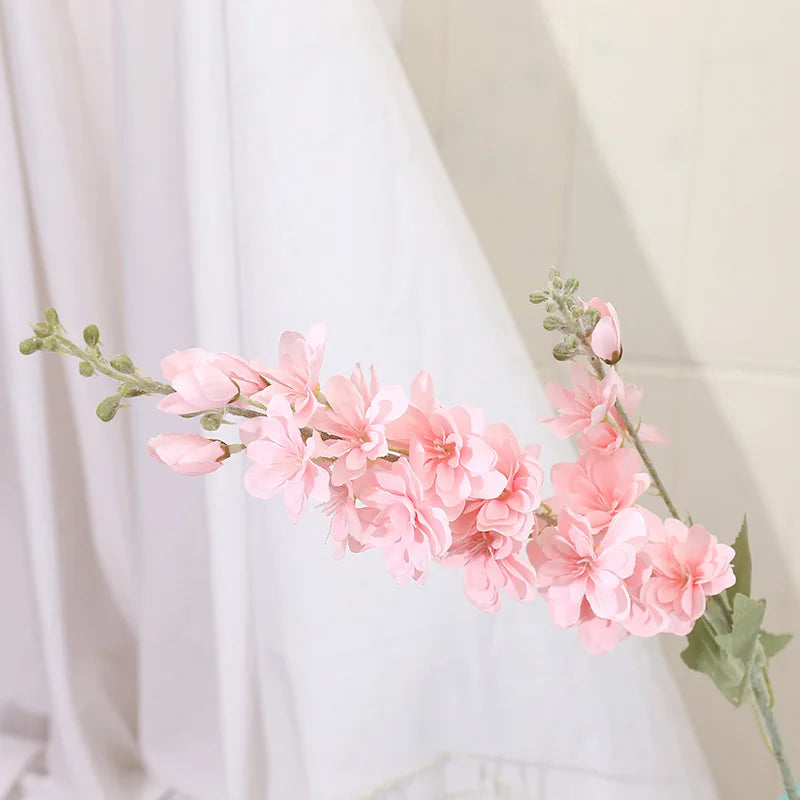 artificial flowers blue delphinium long stem larkspur for wedding centrepieces arrangements, silk flower branch for vase, home decor, party decorations