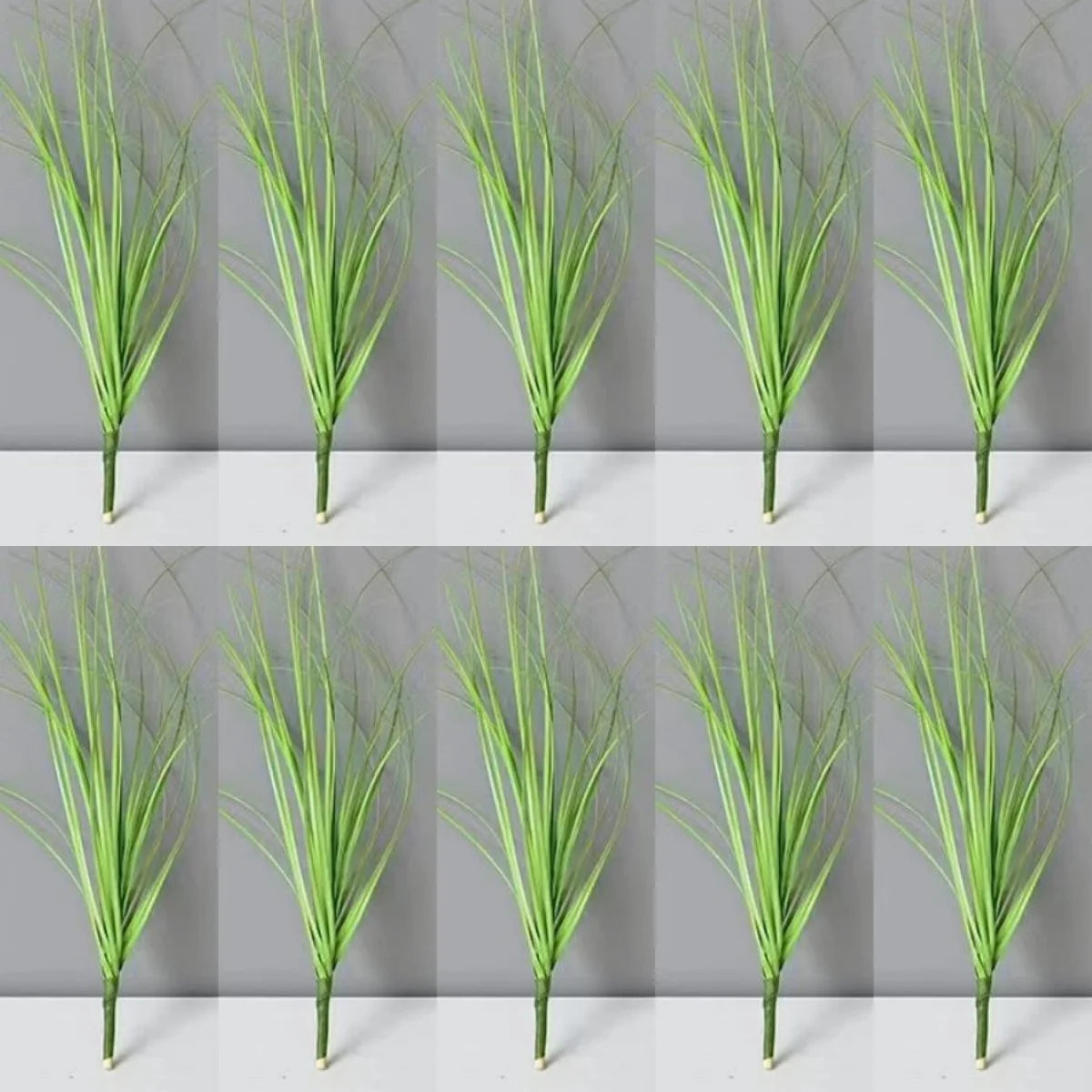 artificial green grass bush set - pvc material, 10 piece decorative faux reeds for home, outdoor, and exhibition use, perfect for floor display and simulated grasslands