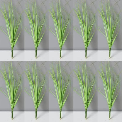 Artificial Green Grass Bush Set - PVC Material, 10 Piece Decorative Faux Reeds for Home, Outdoor, and Exhibition Use, Perfect for Floor Display and Simulated Grasslands