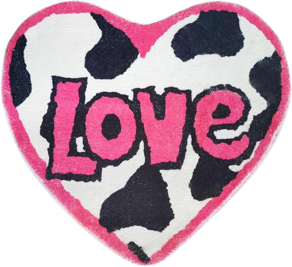 vikama heart letter creative imitation cashmere bedroom blanket carpet for home decoration, anti-slip bathroom rug, soft children's room floor mat