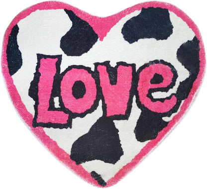 VIKAMA Heart Letter Creative Imitation Cashmere Bedroom Blanket Carpet for Home Decoration, Anti-Slip Bathroom Rug, Soft Children's Room Floor Mat