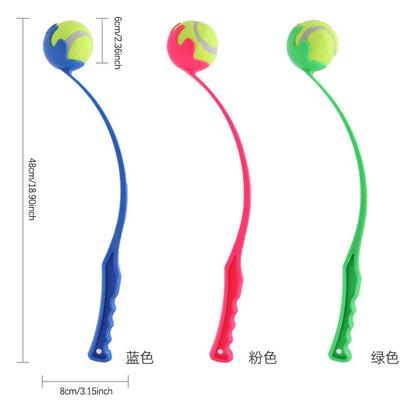 Interactive Dog Ball Launcher Toy for Outdoor Fun, Plastic Fetch Stick with Rubber Balls, Perfect for Pet Exercise, Training, and Play for All Breeds