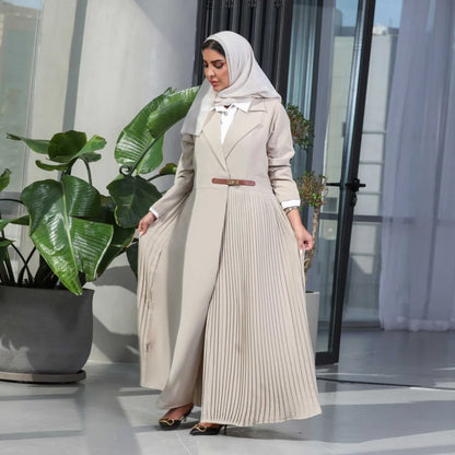 Abaya Dubai Luxury Elegant Arabian Kaftan Coat Black White Cardigan for Women - Stylish Modest Wear for Formal & Casual Occasions in High-Quality Ice Silk
