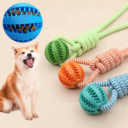 Interactive Dog Rope & Ball Toy | Durable Chew & Tug for Exercise | Bite Resistant Rubber for Small to Large Dogs | Promotes Dental Health & Mental Stimulation