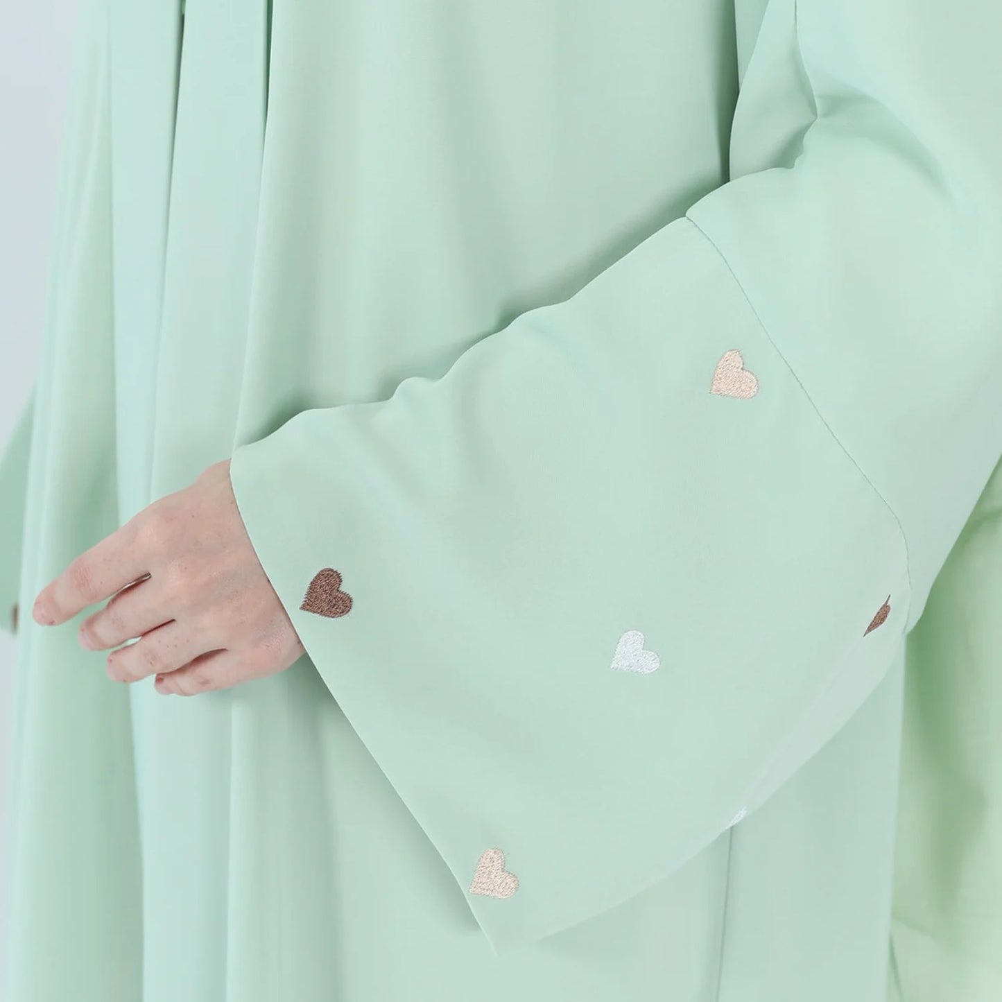 love heart embroidery soft open front abaya luxury kaftan women robe for stylish layering, comfortable fit, versatile cardigan - perfect for casual and formal occasions