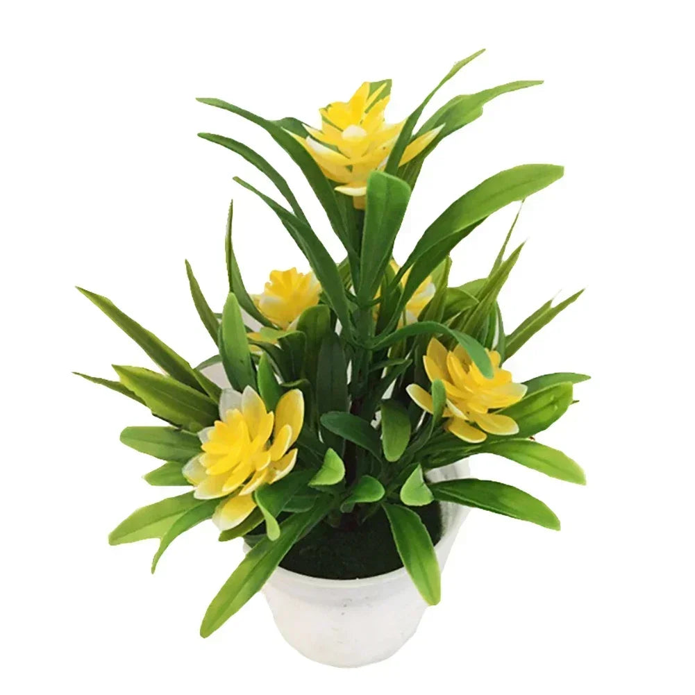vibrant artificial bonsai with multicolour flowers | plastic decor for home, office, garden display | red, purple, pink, orange, yellow | 13x18cm table ornament