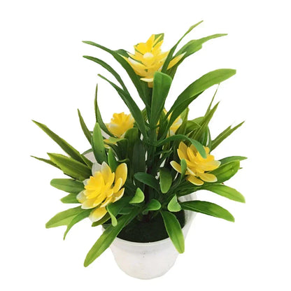 Vibrant Artificial Bonsai with Multicolour Flowers | Plastic Decor for Home, Office, Garden Display | Red, Purple, Pink, Orange, Yellow | 13x18cm Table Ornament
