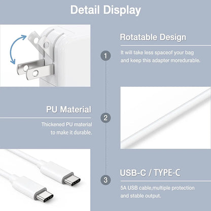 140W USB C Charger with 2M Cable – Fast USB-C Power Adapter for MacBook Pro, iPhone 15, iPad Pro, Galaxy S24, Steam Deck, Laptops & Tablets – PD 3.1 Fast Charging Plug