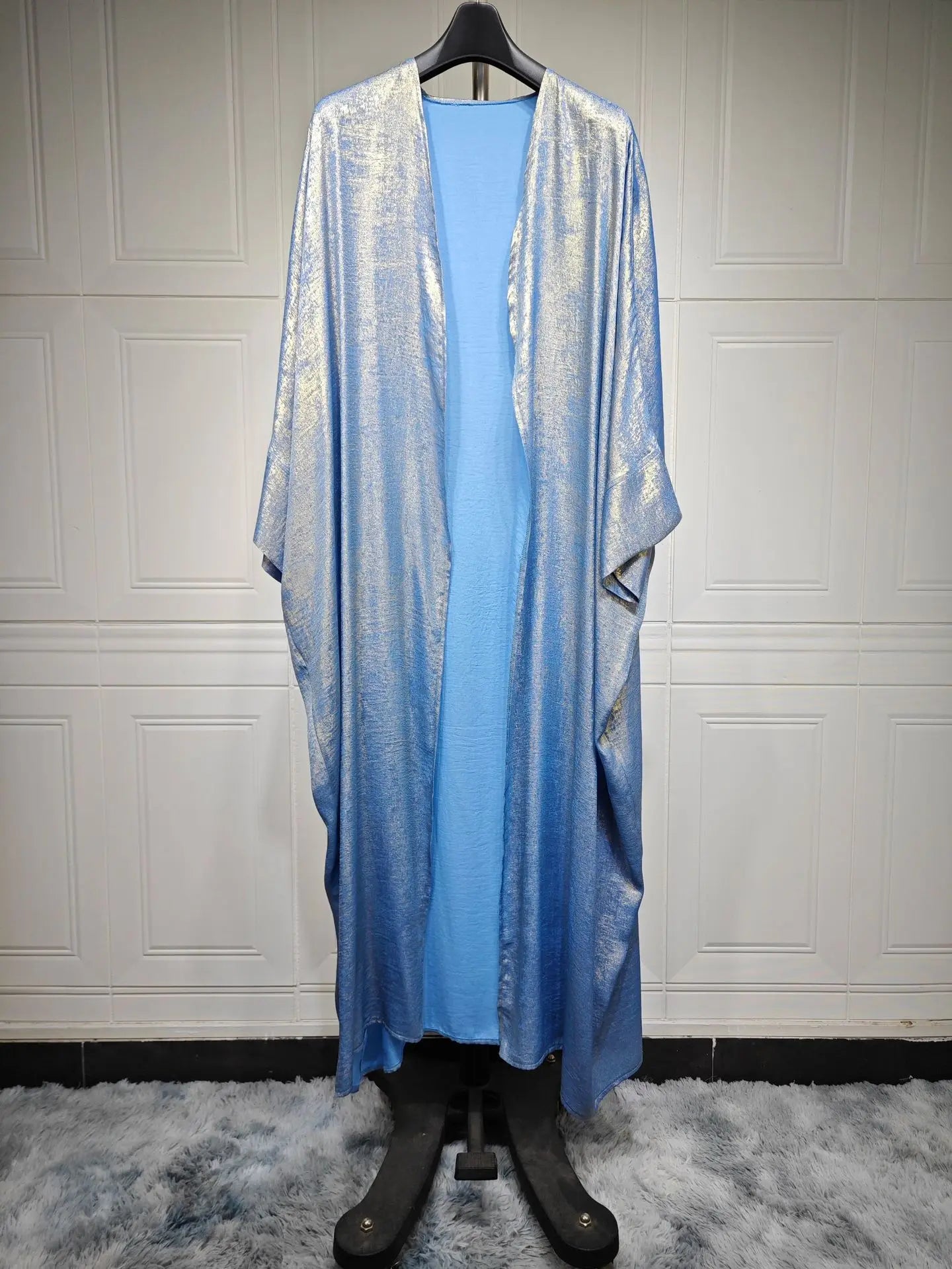 shiny satin batwing abaya caftan open abayas luxury kaftan robe for women - elegant lightweight kaftan with batwing sleeves for casual and formal occasions