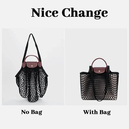 Suitable For Longchamp Filet Bag Inner Lining Longchamp Shopping Mesh Bag Large Inner Lining Middle Bag Organizer Insert Pouch