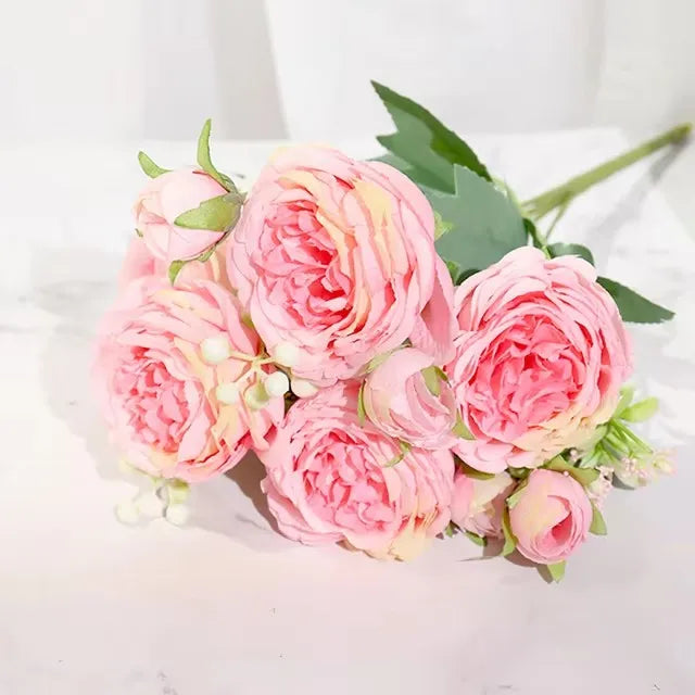 silk peony rose artificial flower bouquet for wedding, home decor, bridal props, indoor events, gift arrangement, photography backdrop, versatile floral accent