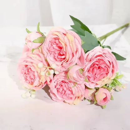 Silk Peony Rose Artificial Flower Bouquet for Wedding, Home Decor, Bridal Props, Indoor Events, Gift Arrangement, Photography Backdrop, Versatile Floral Accent