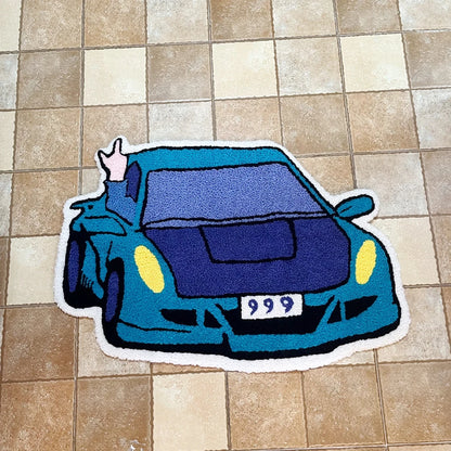 999 Sports Racing Car Shape Looped Velvet Rug Soft Anti Fouling Bathroom Floor Pad Bedroom Doormat Aesthetic Home Room Decor for Stylish Living Spaces