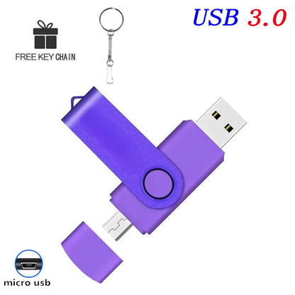 2 IN 1 OTG Pen Drive 128GB High Speed USB 3.0 Flash Drive 64GB Rotatable Memory Stick for Easy Data Storage and Transfer Key Chain USB Stick 16GB Mini U Disk