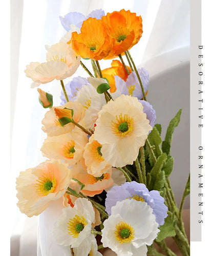 Artificial Silk Poppies Flower Bouquet for Weddings, Home Decor, Parties, Indoor Use – Decorative Anniversary Celebration Flowers from Mainland China