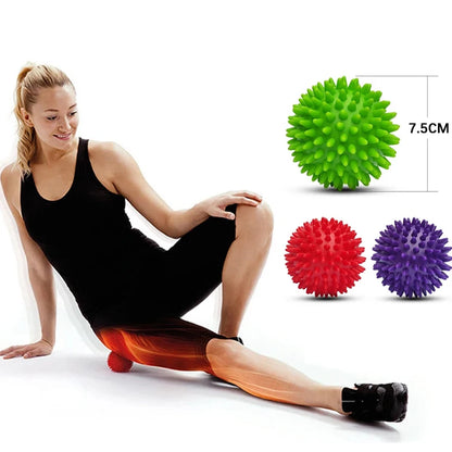 Set of 2 Spiky Massage Balls 7.5cm for Deep Tissue Acupressure, Reflexology, Stress Relief, Sensory Therapy, Unisex, PVC, Home & Portable Wellness Accessory