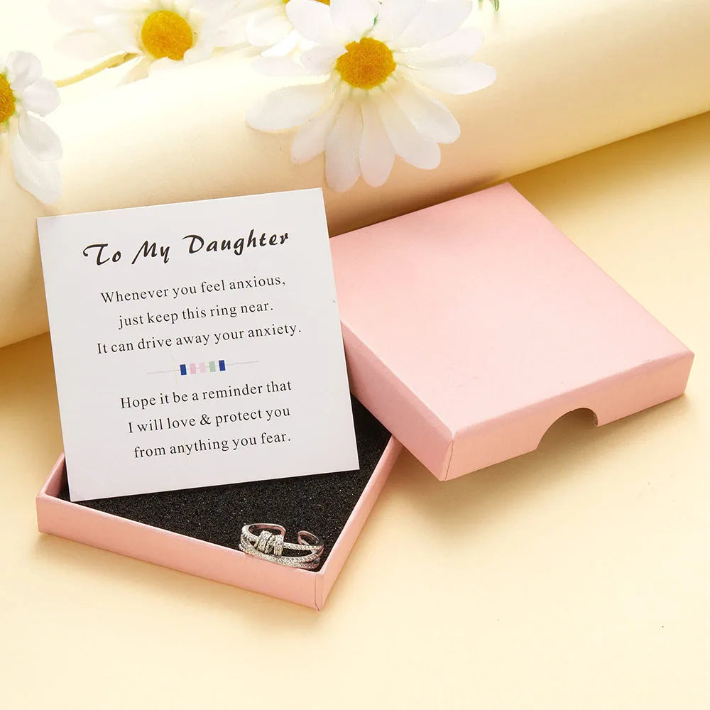 b0bfdr9cms to my daughter-fidget ring anxiety meditation ring for women girls ring with beads spinner adjustable swivel ring with gift box