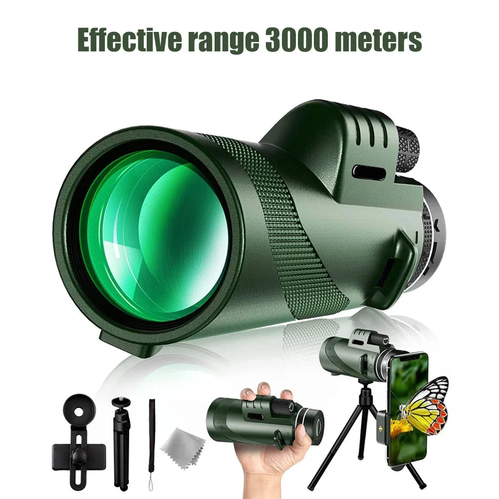 b0b49mqywx 80x100 hd monocular smartphone adapter tripod telescope hike birdwatching