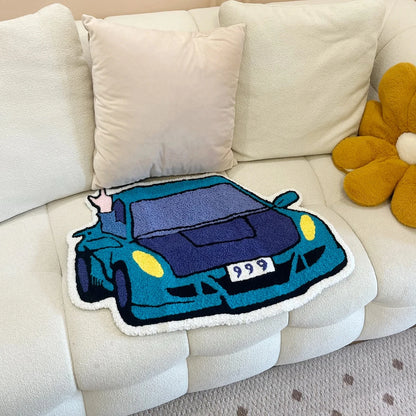 999 Sports Racing Car Shape Looped Velvet Rug Soft Anti Fouling Bathroom Floor Pad Bedroom Doormat Aesthetic Home Room Decor for Stylish Living Spaces
