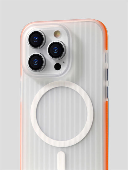 Non-Slip Hard PC Matte Wireless Charging Case with Corrugated Pattern for iPhone 14/15/16 Plus, Pro, Max