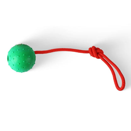 Rubber Ball with Rope Dog Chew Toy, Indestructible Pet Bite Training Aid, Molar Interactive Play, Funny Puppy Teething Toy, Durable Solid Design for Active Dogs