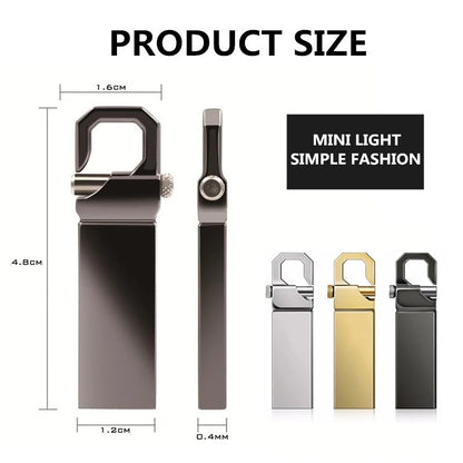 Metal USB Flash Drive 32GB to 512GB, Silver/Gold Memory Stick, USB 2.0 U Disk, Secure and Durable Storage Solution for PCs, Laptops, and Data Transfer