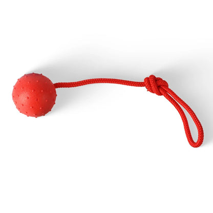 Rubber Ball with Rope Dog Chew Toy, Indestructible Pet Bite Training Aid, Molar Interactive Play, Funny Puppy Teething Toy, Durable Solid Design for Active Dogs