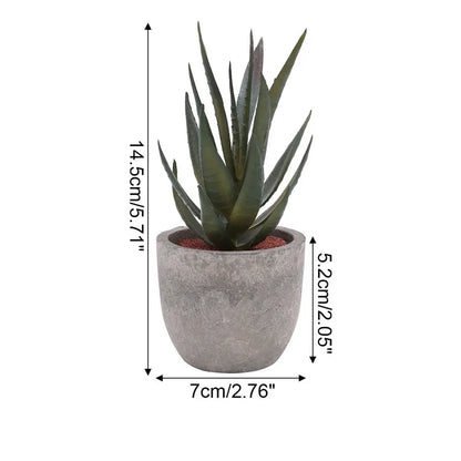 Mini Artificial Aloe Bonsai Plant in Plastic Pot - Fake Floral Ornament for Office Table, Home Decor, Garden Display, Exhibition or Outdoor Use, 1 Piece