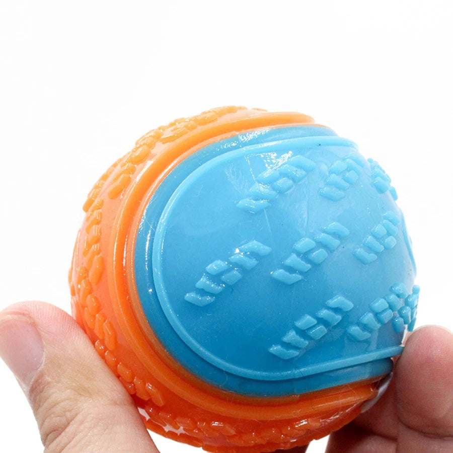 dog chew ball toy tpr material for aggressive chewers, cooling & squeaky, interactive teeth cleaning, summer pet exercise play, suitable for all sizes, safe fun