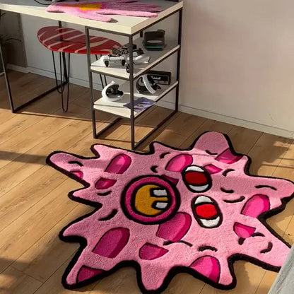 Simple Study Room Cloakroom Plush Non-slip Rugs Irregular Pink Bedroom Bedside Soft Carpet Creative Living Room Decoration Rug for Cozy Home Décor