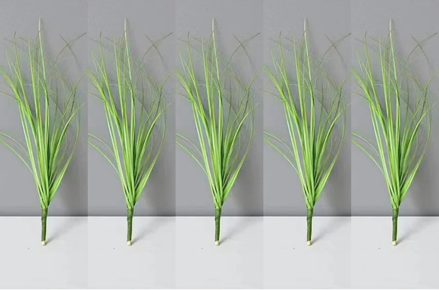 artificial green grass bush set - pvc material, 10 piece decorative faux reeds for home, outdoor, and exhibition use, perfect for floor display and simulated grasslands
