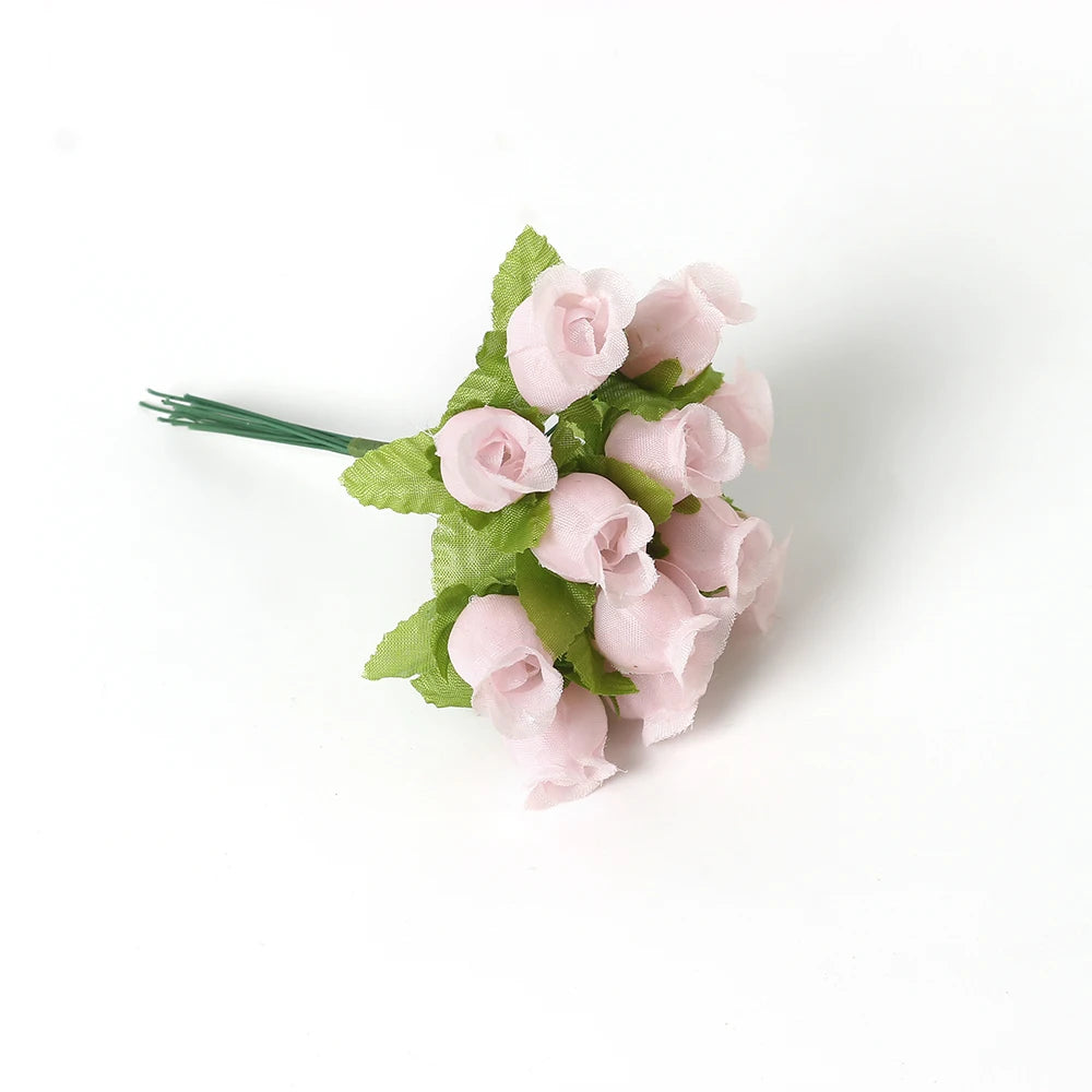 artificial mini rose flower bundle, silk bouquet for home decor, wedding decoration, crafting and gift accessories, 12 pieces, elegant floral display for indoor use