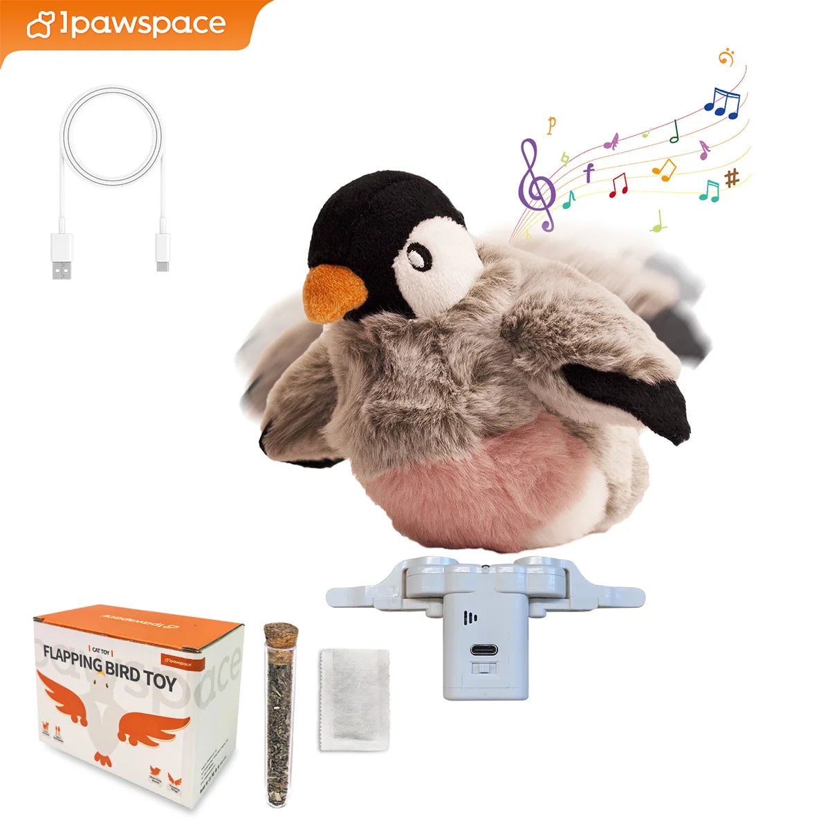 interactive cat toy with rechargeable battery, feather and chirping features, touch activated, durable play, engaging for kittens and adults, pet entertainment accessory