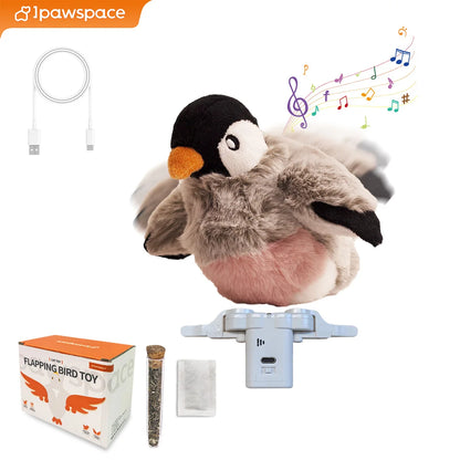 Interactive Cat Toy with Rechargeable Battery, Feather and Chirping Features, Touch Activated, Durable Play, Engaging for Kittens and Adults, Pet Entertainment Accessory