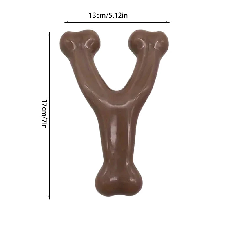 durable dog chew toy, natural rubber, bite-resistant, textured for teeth cleaning, ideal for dental health, suitable for all breeds, safe play for puppies to adult dogs