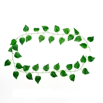 Artificial Green Ivy Leaf Garland 2.1M, Silk Rattan Hanging Vine for Wall Decor, Home and Garden Decoration, Wedding Party, Outdoor Exhibition, DIY Fake Wreath Leaves