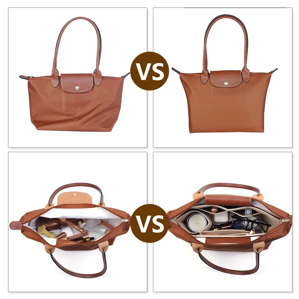 ccbodily bag organizer for longchamp handbag felt liner travel purse insert with pockets makeup bag support fit various bags