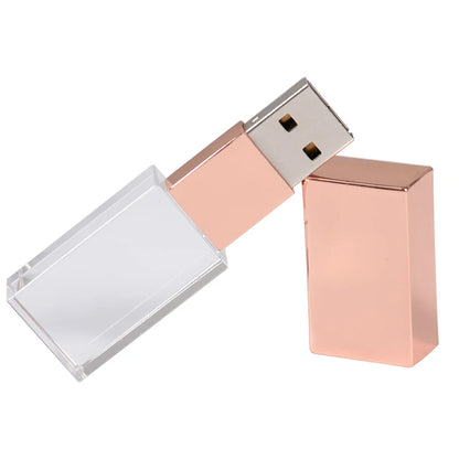 10 PCS LOT Golden Crystal USB Flash Drive 128GB 64GB Memory Stick Wedding Gifts Free Logo Custom 3D Laser Engraving U Disk Portable Storage Pen Drive