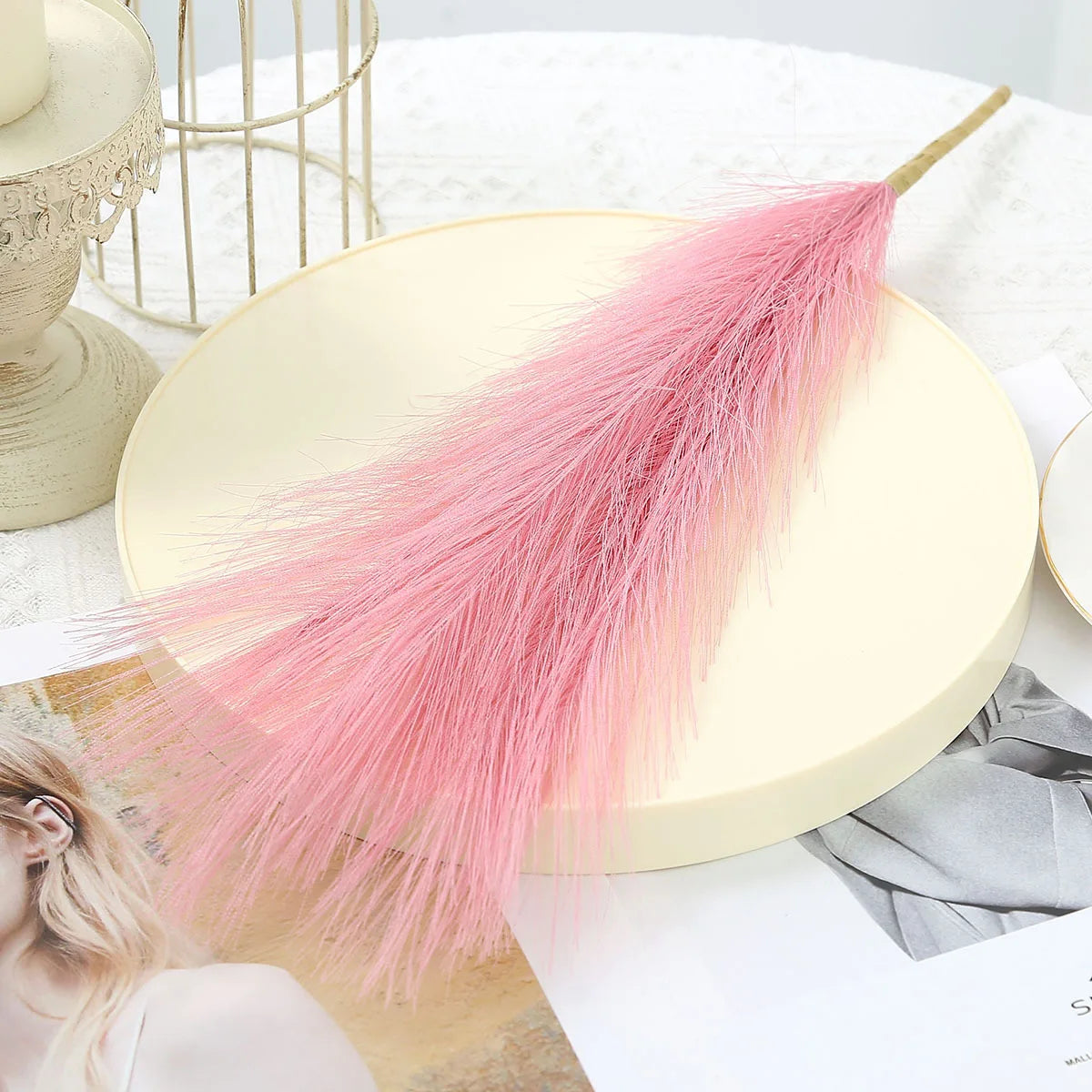 artificial pampas grass bouquet, 42cm fake reed grass for boho decor, indoor outdoor vase display, party bridal shower decoration, plastic flower arrangement, multiple pack options