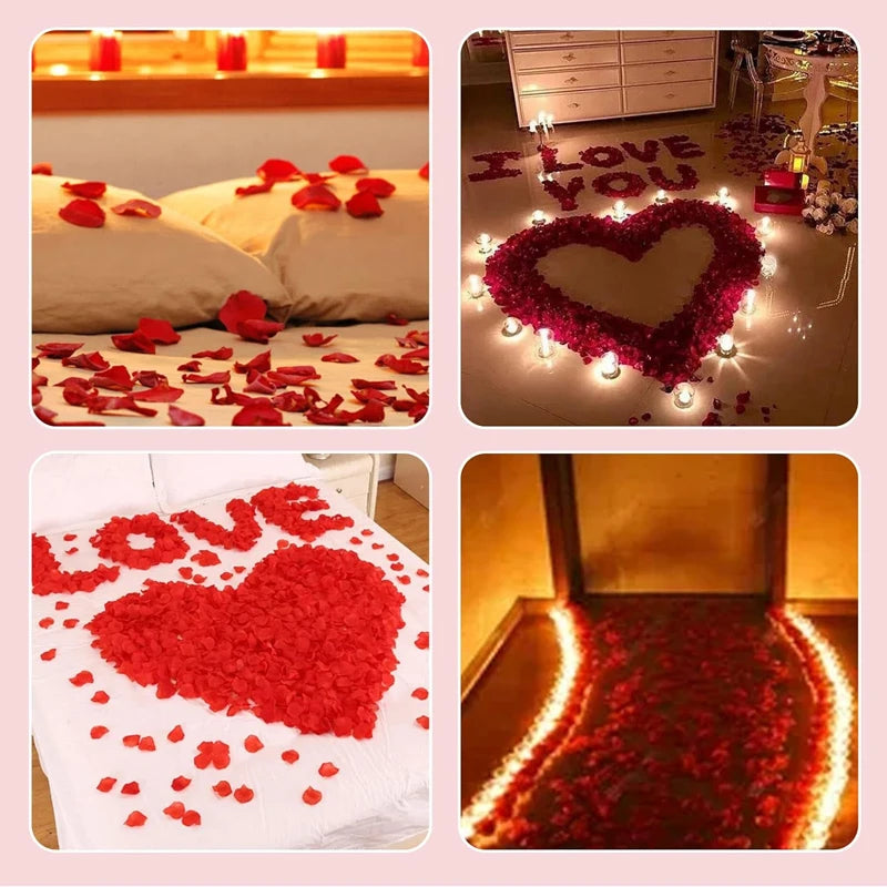 artificial silk rose petals 1000pcs for romantic occasions, wedding, anniversary, proposal, valentine's floral decor, non-woven indoor home decoration